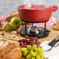 KUHN RIKON Käsefondue Set Classic Rot· Ø 23 Cm, 2.6 Liter Inhalt, Ideal Für 4-6 Personen, Set Enthält 6 Gabeln, Einen Pastenbrenner (Ohne Brennpaste), Und Ein Rechaud