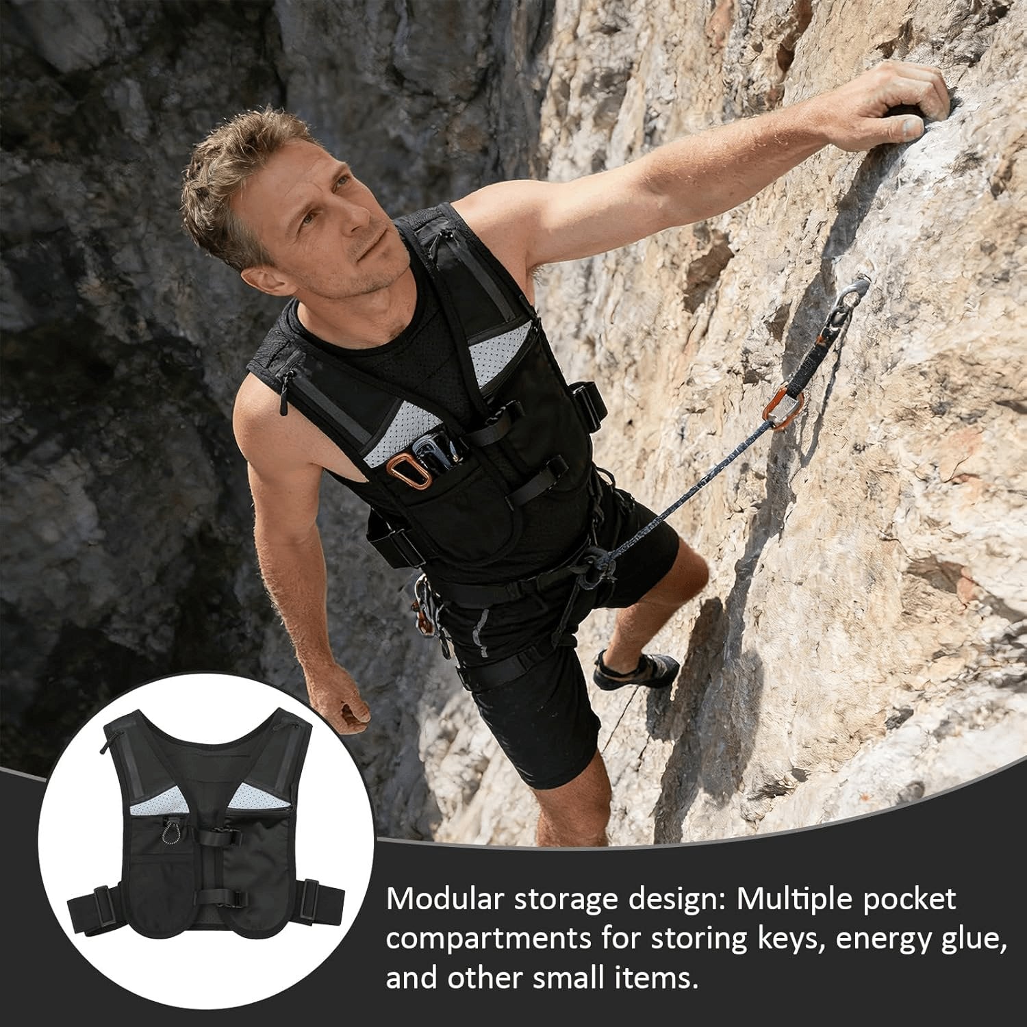 Laufweste Damen Herren Leicht Mit Reflektoren - Atmungsaktiver Laufrucksack Für Laufen, Joggen, Trailrunning, Radfahren & Wandern - Verstellbare Sportweste Mit Mehreren Taschen, Wasserdicht