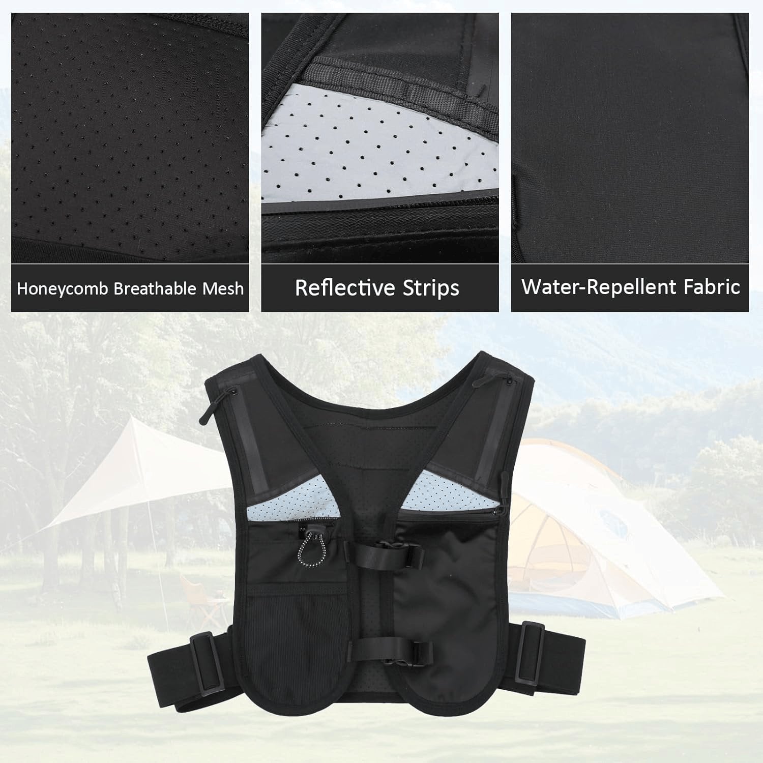 Laufweste Damen Herren Leicht Mit Reflektoren - Atmungsaktiver Laufrucksack Für Laufen, Joggen, Trailrunning, Radfahren & Wandern - Verstellbare Sportweste Mit Mehreren Taschen, Wasserdicht