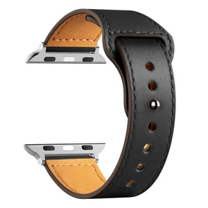 Leather Wrist Watch Band for Apple Watch – Black & Tan
