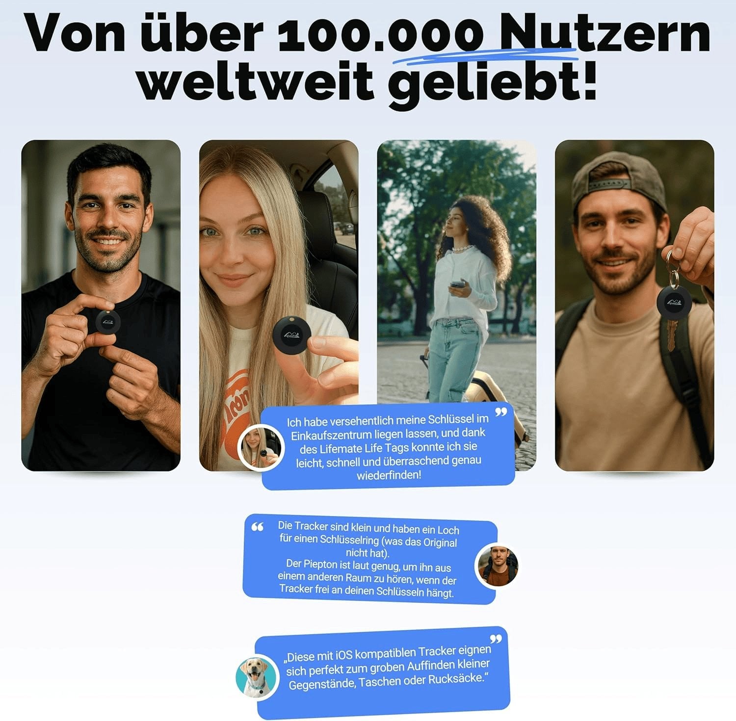 Lifemate Life Tag 8Er-Pack Für Apple „Wo Ist?” Netzwerk – IP67 Wasserfest, 12 Monate Batterie, Lost Mode Mit Ton, Einfache Koppelung Pet Tracking Device