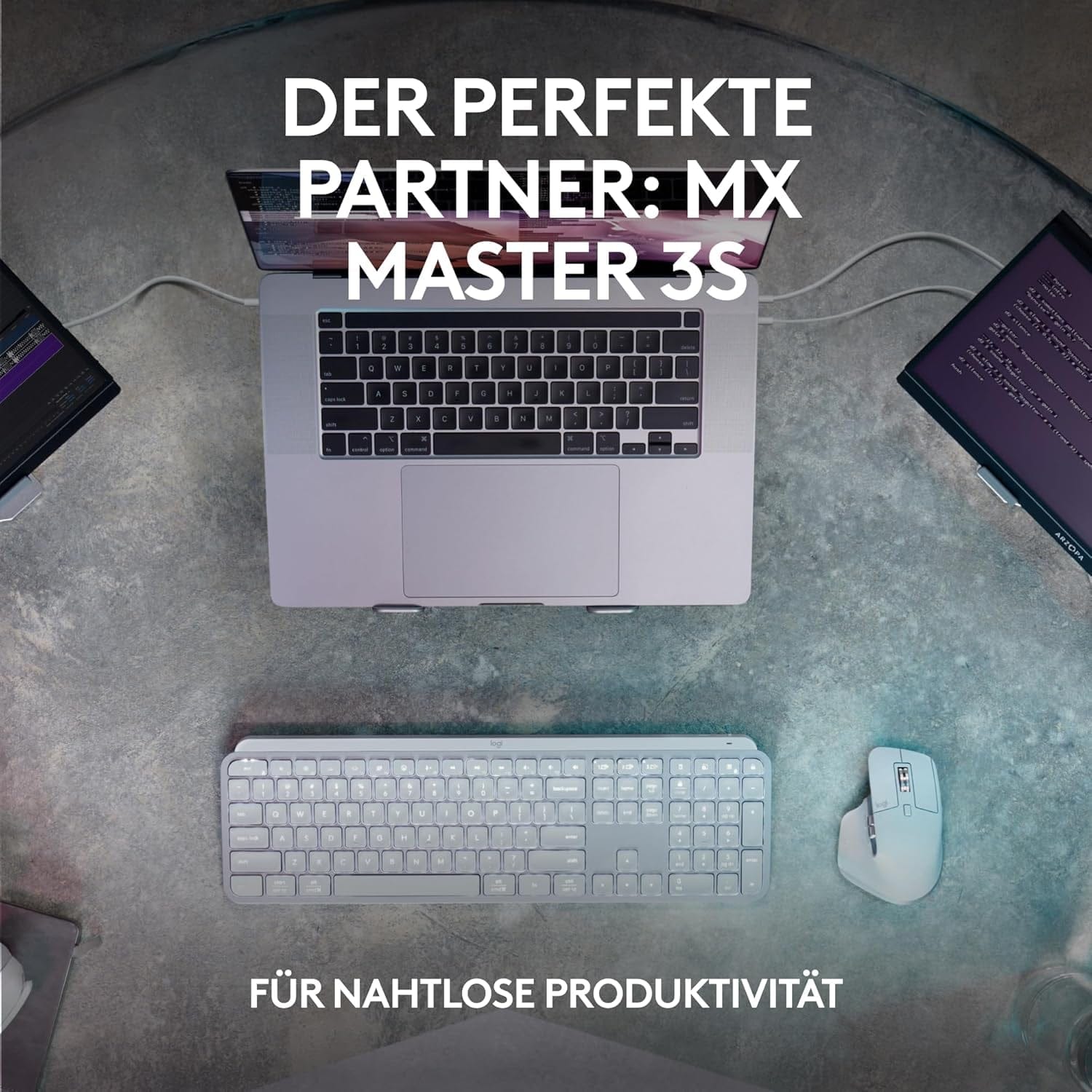 Logitech MX Keys S Kabellose Tastatur, Low Profile, Fluid Quiet Typing, Programmable Keys, Backlighting, Bluetooth, USB C Rechargeable, Für Windows PC, Linux, Chrome, Mac, Deutsches QWERTZ - Grau