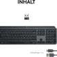Logitech MX Keys S Kabellose Tastatur, Low Profile, Fluid Quiet Typing, Programmable Keys, Backlighting, Bluetooth, USB C Rechargeable, Für Windows PC, Linux, Chrome, Mac, Deutsches QWERTZ - Grau
