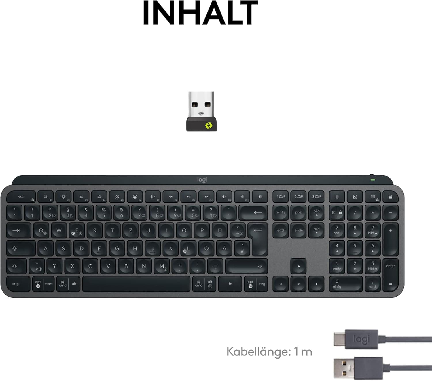 Logitech MX Keys S Kabellose Tastatur, Low Profile, Fluid Quiet Typing, Programmable Keys, Backlighting, Bluetooth, USB C Rechargeable, Für Windows PC, Linux, Chrome, Mac, Deutsches QWERTZ - Grau