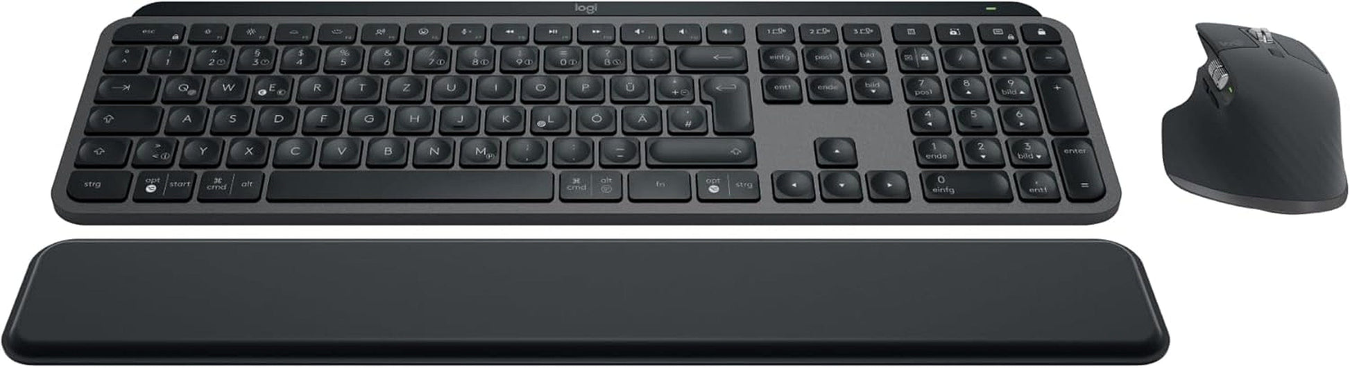 Logitech MX Keys S Kabellose Tastatur, Low Profile, Fluid Quiet Typing, Programmable Keys, Backlighting, Bluetooth, USB C Rechargeable, Für Windows PC, Linux, Chrome, Mac, Deutsches QWERTZ - Grau + Maus / Graphit