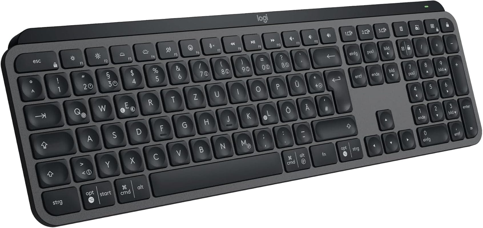 Logitech MX Keys S Kabellose Tastatur, Low Profile, Fluid Quiet Typing, Programmable Keys, Backlighting, Bluetooth, USB C Rechargeable, Für Windows PC, Linux, Chrome, Mac, Deutsches QWERTZ - Grau Tastatur / Graphit