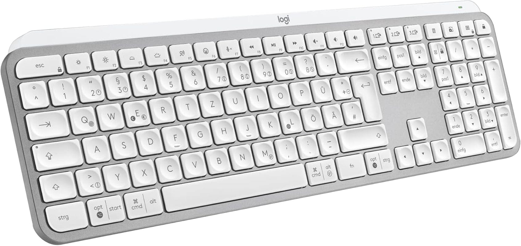 Logitech MX Keys S Kabellose Tastatur, Low Profile, Fluid Quiet Typing, Programmable Keys, Backlighting, Bluetooth, USB C Rechargeable, Für Windows PC, Linux, Chrome, Mac, Deutsches QWERTZ - Grau Tastatur / Hellgrau