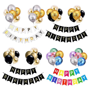 Luftballons Geburtstag Dekoration Set, Schwarz Gold Geburtstagsdeko Happy Birthday Deko Banner Party Deko Geburtstag Set Mit Gold Luftballons Konfetti Ballons