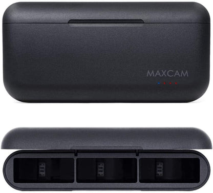 MAXCAM Power Triple Akkuladegerät Für Gopro HERO12/HERO11/HERO10/HERO9 Enduro Akku