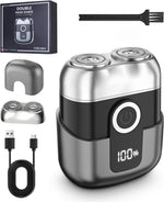 Mit LED -Anzeige Mini Rasierer Herren, IPX6 Wasserdicht Mini Rasierer, Bringen Sie Einen Ersatzwerkzeugkopf, Elektrorasierer, Geeignet Für Familie, Auto Und Reisen (Grau)