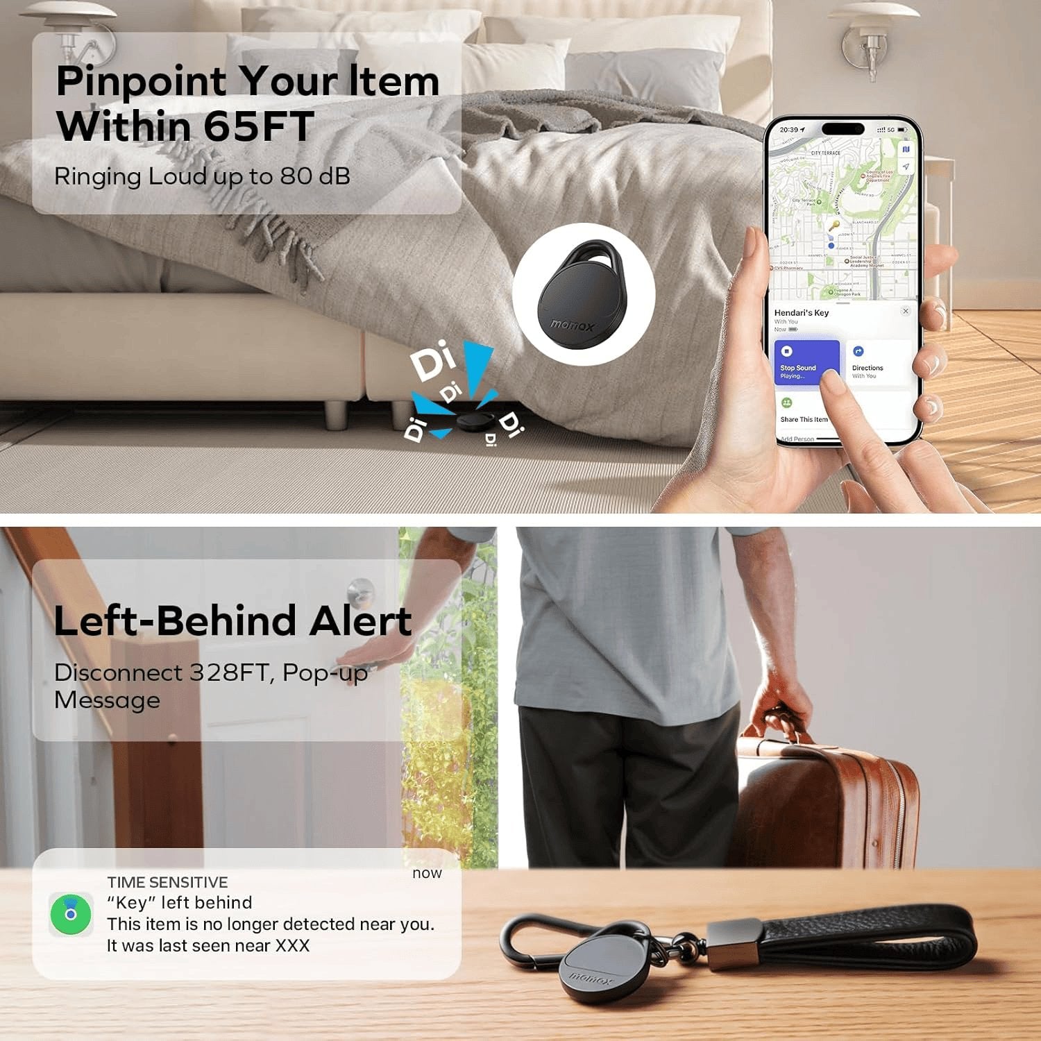Momax Smart Air Tracker, Luggage Tracker, Smart Tag Für Schlüssel, Rucksäcke, Geldbörsen Und Haustiere, Funktioniert Mit Apple Find My (Nur Ios 18+), Inklusive Globaler Suchabdeckung, 4 Teiliges Set