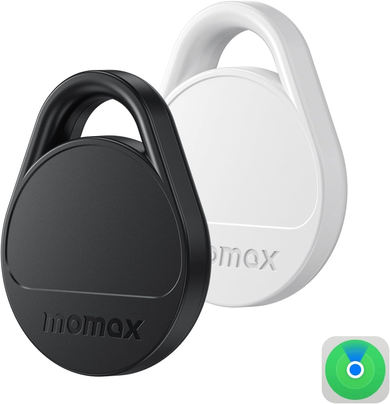 Momax Smart Air Tracker, Luggage Tracker, Smart Tag Für Schlüssel, Rucksäcke, Geldbörsen Und Haustiere, Funktioniert Mit Apple Find My (Nur Ios 18+), Inklusive Globaler Suchabdeckung, 4 Teiliges Set Schwarz/Weiß / 2 Pack