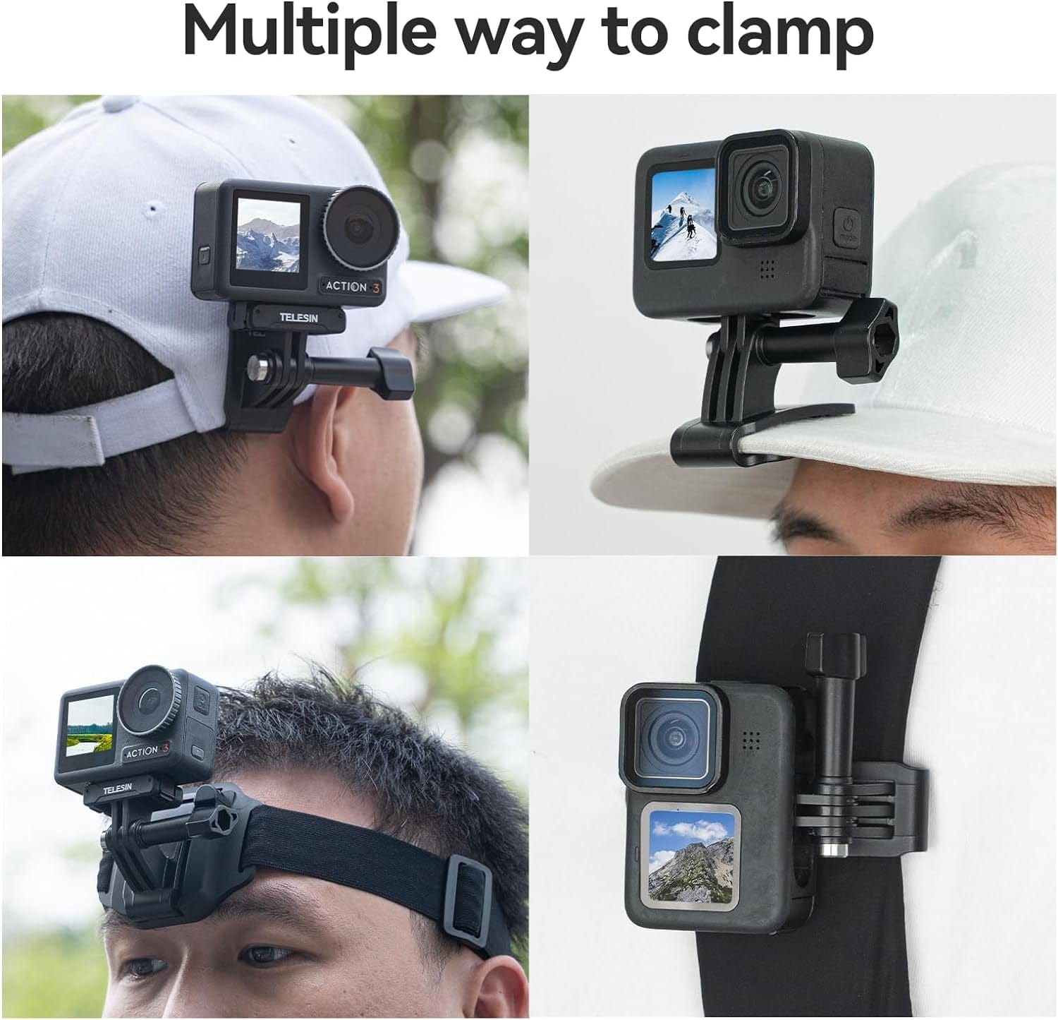 Multifunktions-Kopfband, Kopfgurt Kappenhalterung Mit Telefonclip Vertikale Halterung Kit 2-In-1 Handy POV Halterung Für Gopro Hero Insta360 DJI Action Iphone Android, Video, Vlog