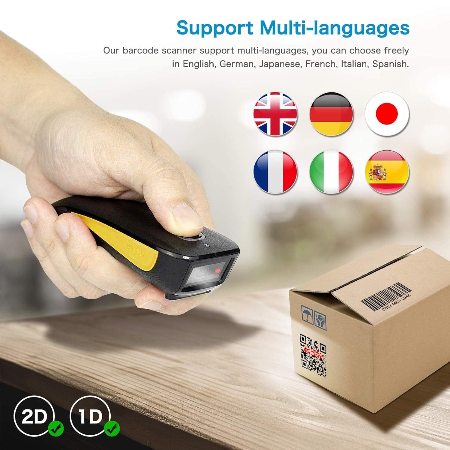 NETUM C750 Wireless Barcode Scanner Bluetooth Kompatibel Kleine Tasche USB 1D 2D QR Code Scanner Für Inventar, Barcode Image Reader Für Tablet Iphone Ipad Android Ios PC POS.