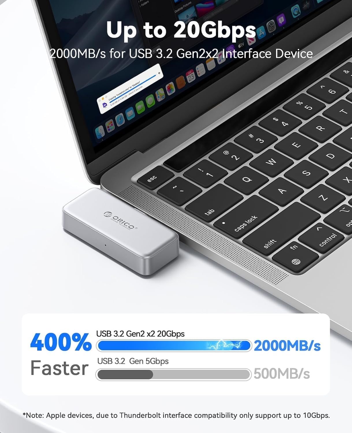 ORICO 512GB Externe SSD Bis Zu 2000 Mb/S Flashpod, Portable SSD Mit 4K 60Hz Prores Aufzeichnung Und Speicherung, Nur Kompatibel Mit Iphone 15/16 Series, Smartphone, Computer Mit Typ-C Anschluss S20 512Gb