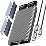 ORICO Dual M.2 Nvme SATA SSD Gehäuse, USB C Auf M2 Adapter Für M Key Pcie, B+M Key, B Key 2230/2242/2260/2280 M.2 Ssds, Werkzeuglose Aluminium M2 Docking Station Bis Zu 2X4Tb SSD- AM2-2S M.2 Nvme 10Gbps