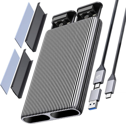 ORICO Dual M.2 Nvme SATA SSD Gehäuse, USB C Auf M2 Adapter Für M Key Pcie, B+M Key, B Key 2230/2242/2260/2280 M.2 Ssds, Werkzeuglose Aluminium M2 Docking Station Bis Zu 2X4Tb SSD- AM2-2S M.2 Nvme 10Gbps