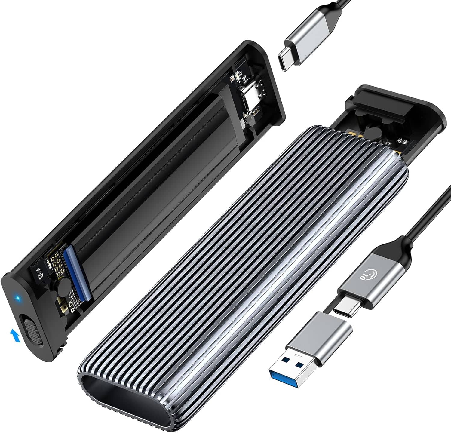 ORICO Dual M.2 Nvme SATA SSD Gehäuse, USB C Auf M2 Adapter Für M Key Pcie, B+M Key, B Key 2230/2242/2260/2280 M.2 Ssds, Werkzeuglose Aluminium M2 Docking Station Bis Zu 2X4Tb SSD- AM2-2S M.2 Nvme 10Gbps