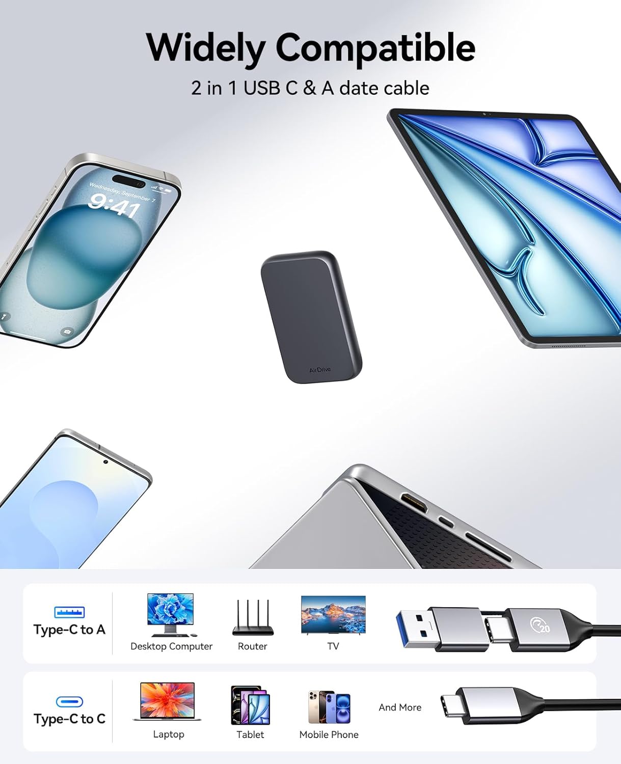 ORICO Extreme Portable SSD 2 TB Bis Zu 2000 Mb/S Lesen, 1800 Mb/S Schreiben, USB-C 3.2 Gen2, Tragbare Nvme SSD Für Iphone 15 Und Neuer, Mac, PC, Smartphone Und Spielkonsole - Z20 1Tb