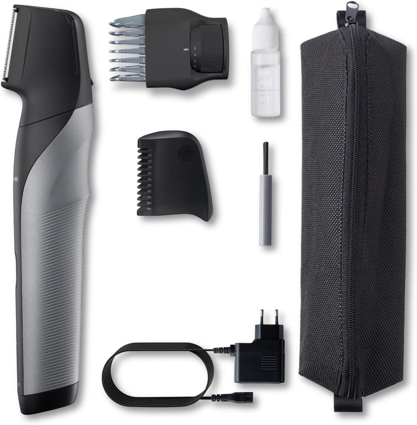 Panasonic ER-GK80-S503 Wiederaufladbarer Körperschneider Für Herren (Taschenform, I-Shaper, Edelstahl, Lange Akkulaufzeit, Zubehör Für Feine Zonen, 20 Längen, 2 Kämme Und Hülle), Schwarz Er-Gk80-S503 / Single