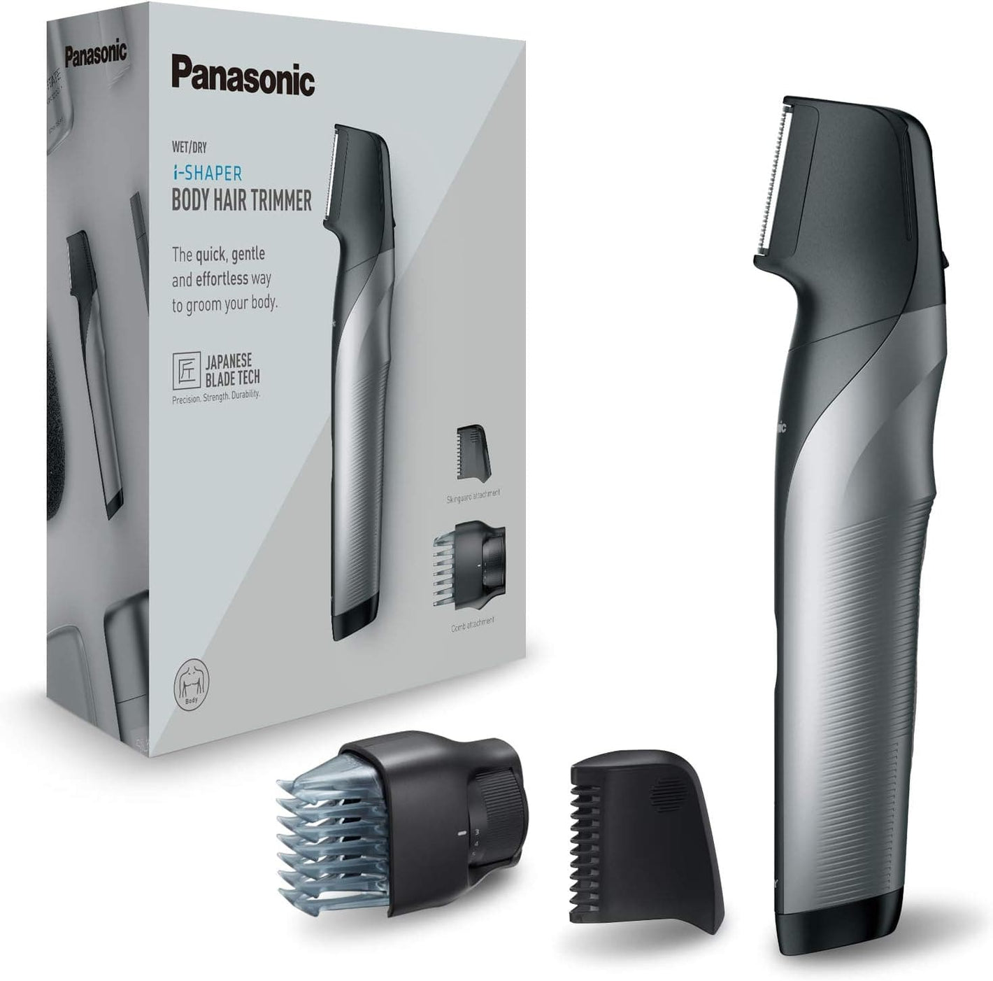 Panasonic ER-GK80-S503 Wiederaufladbarer Körperschneider Für Herren (Taschenform, I-Shaper, Edelstahl, Lange Akkulaufzeit, Zubehör Für Feine Zonen, 20 Längen, 2 Kämme Und Hülle), Schwarz Er-Gk80-S503 / Single