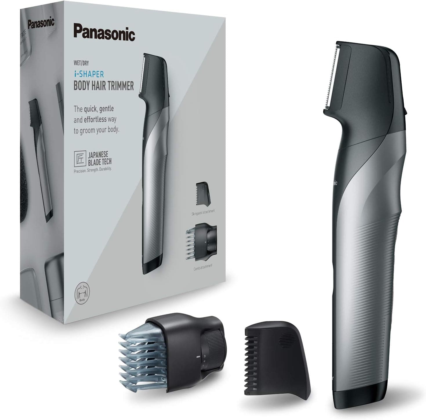 Panasonic ER-GK80-S503 Wiederaufladbarer Körperschneider Für Herren (Taschenform, I-Shaper, Edelstahl, Lange Akkulaufzeit, Zubehör Für Feine Zonen, 20 Längen, 2 Kämme Und Hülle), Schwarz Er-Gk80-S503 / Single