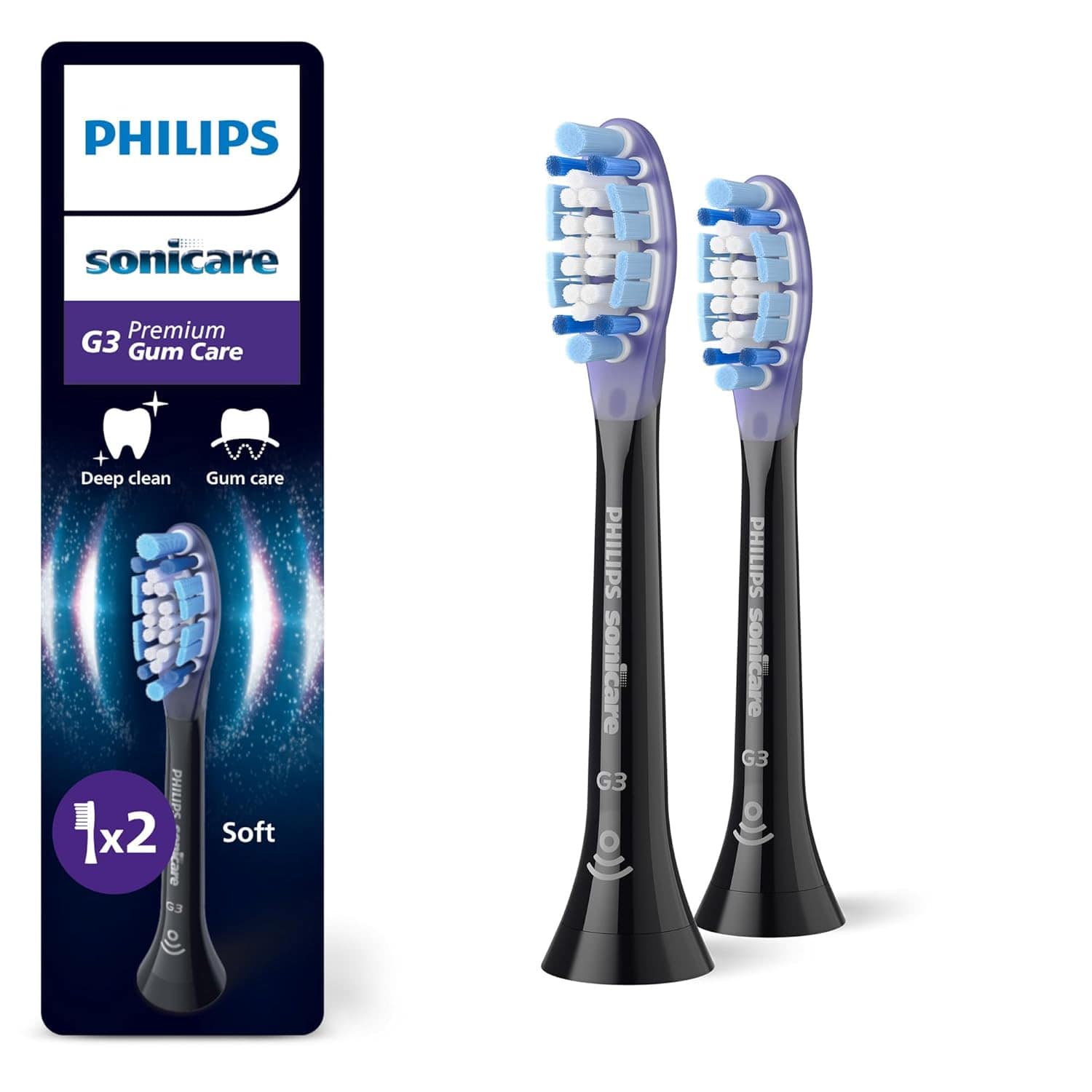 Philips Sonicare G3 Premium Gum Care, Original Ersatzbürstenköpfe, Schwarz, 6Er-Pack, HX9056/88 Neu / 1 Stück (2Er Pack)