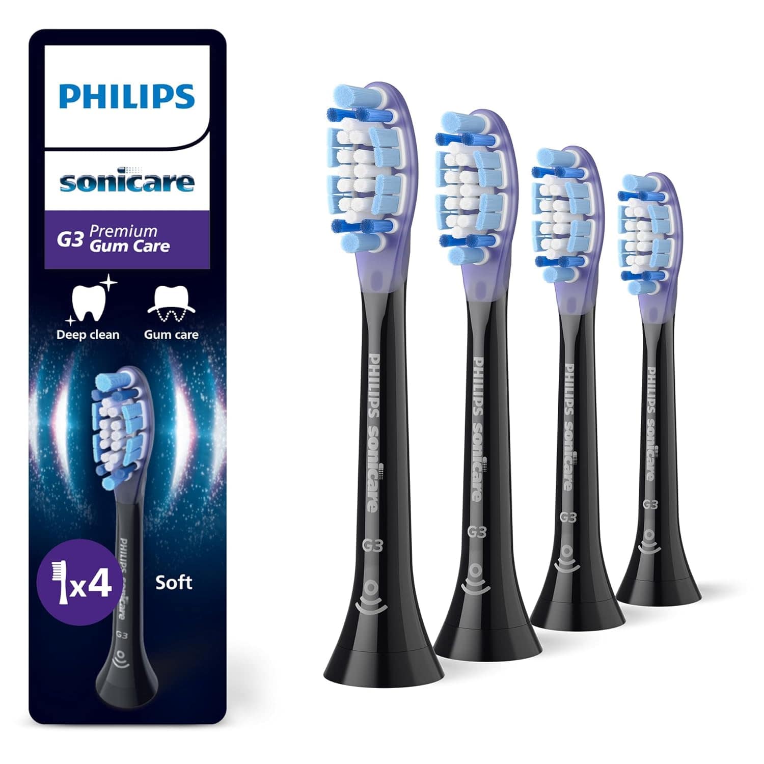 Philips Sonicare G3 Premium Gum Care, Original Ersatzbürstenköpfe, Schwarz, 6Er-Pack, HX9056/88 Neu / 1 Stück (4Er Pack)