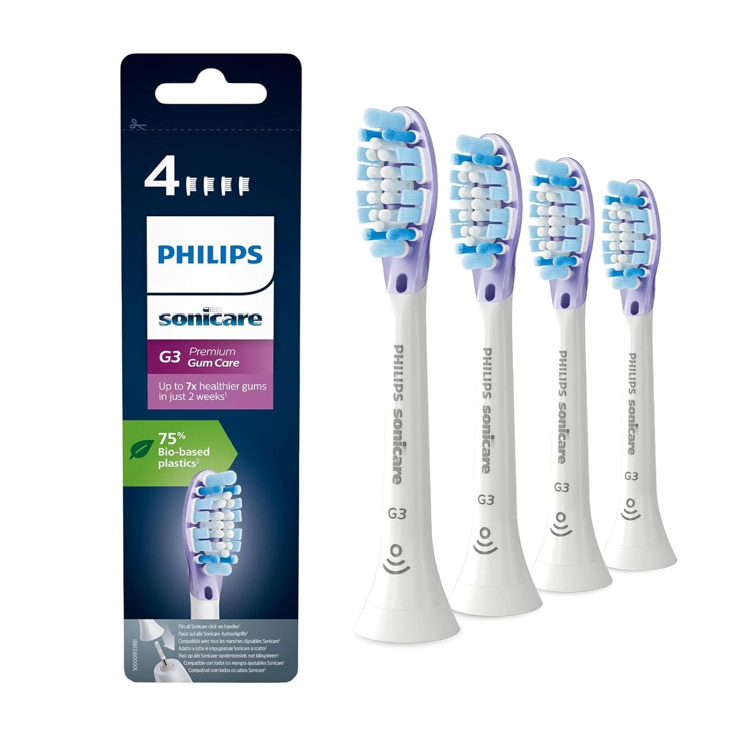 Philips Sonicare G3 Premium Gum Care, Original Ersatzbürstenköpfe, Weiß, 4Er-Pack, HX9054/87 Alt / 4 Stück (1Er Pack)
