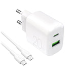 Puro PROLITE 20W USB-A USB-C wall charger with USB-C cable 1.2m - white