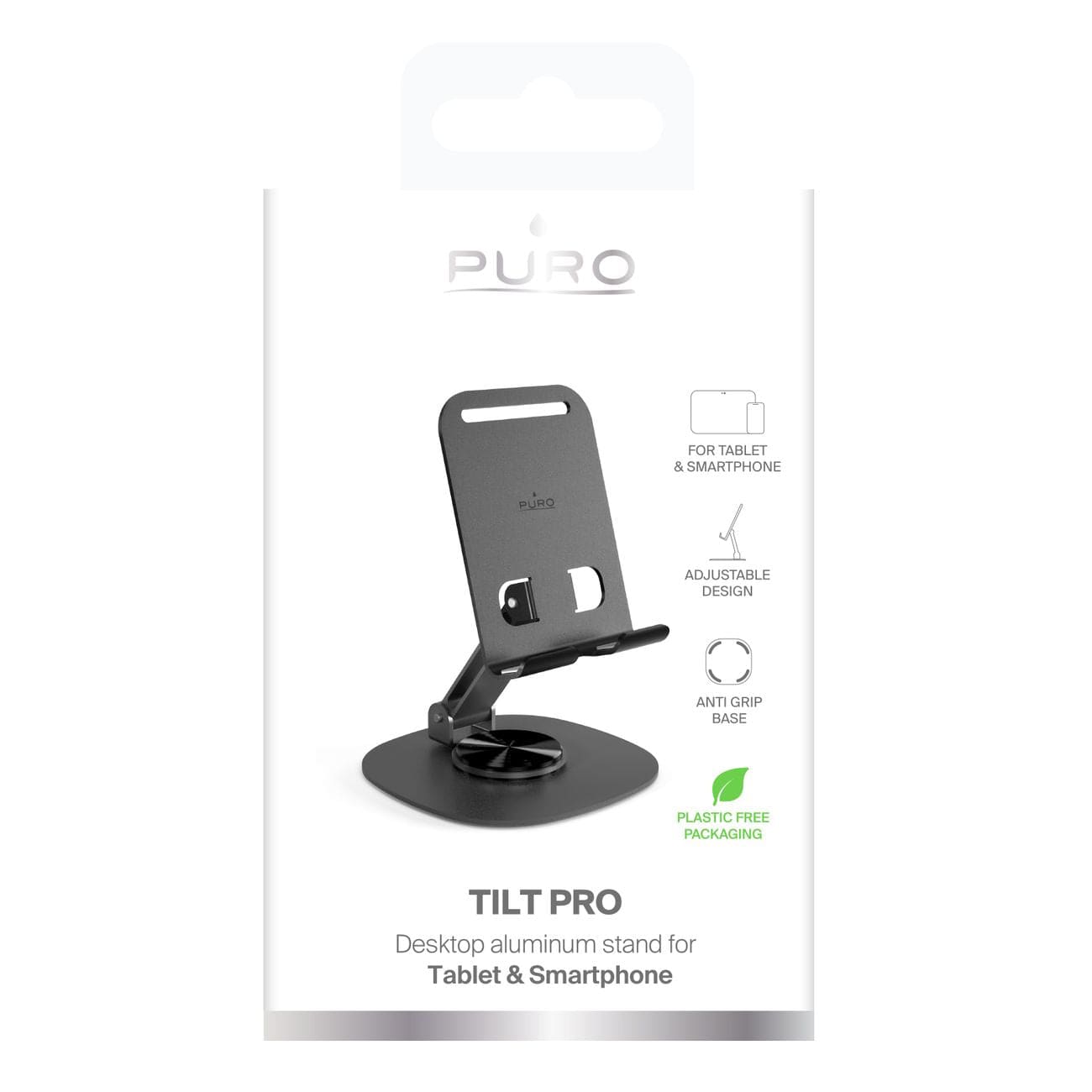 Puro Tilt Pro Aluminum Phone/Tablet Stand - Dark Gray