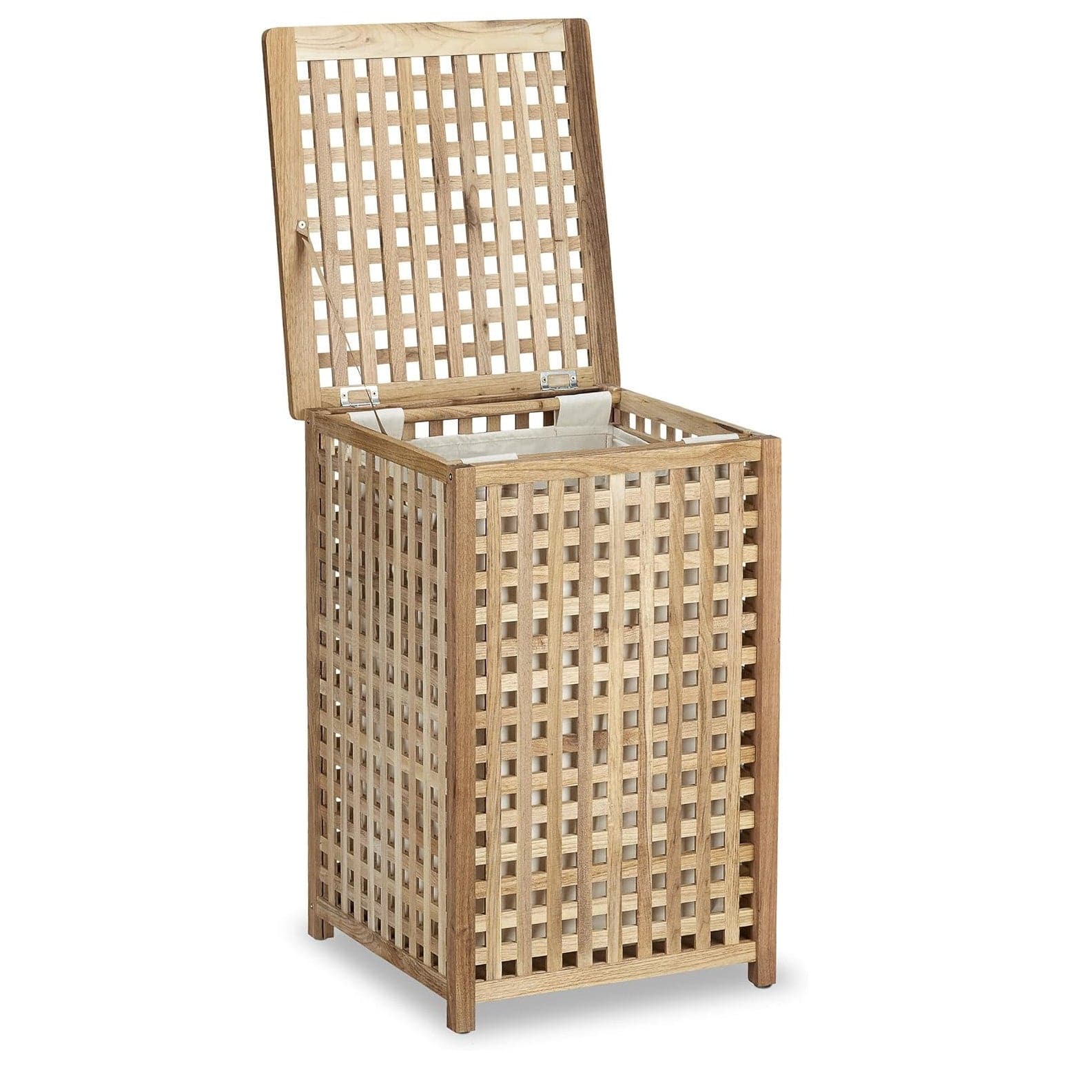 Relaxdays Wäschesammler Mit Deckel, 75 L Stoff-Wäschesack, Walnussholz, HBT: 67,5X45,7X45,7 Cm, Wäschesortierer, Natur Single