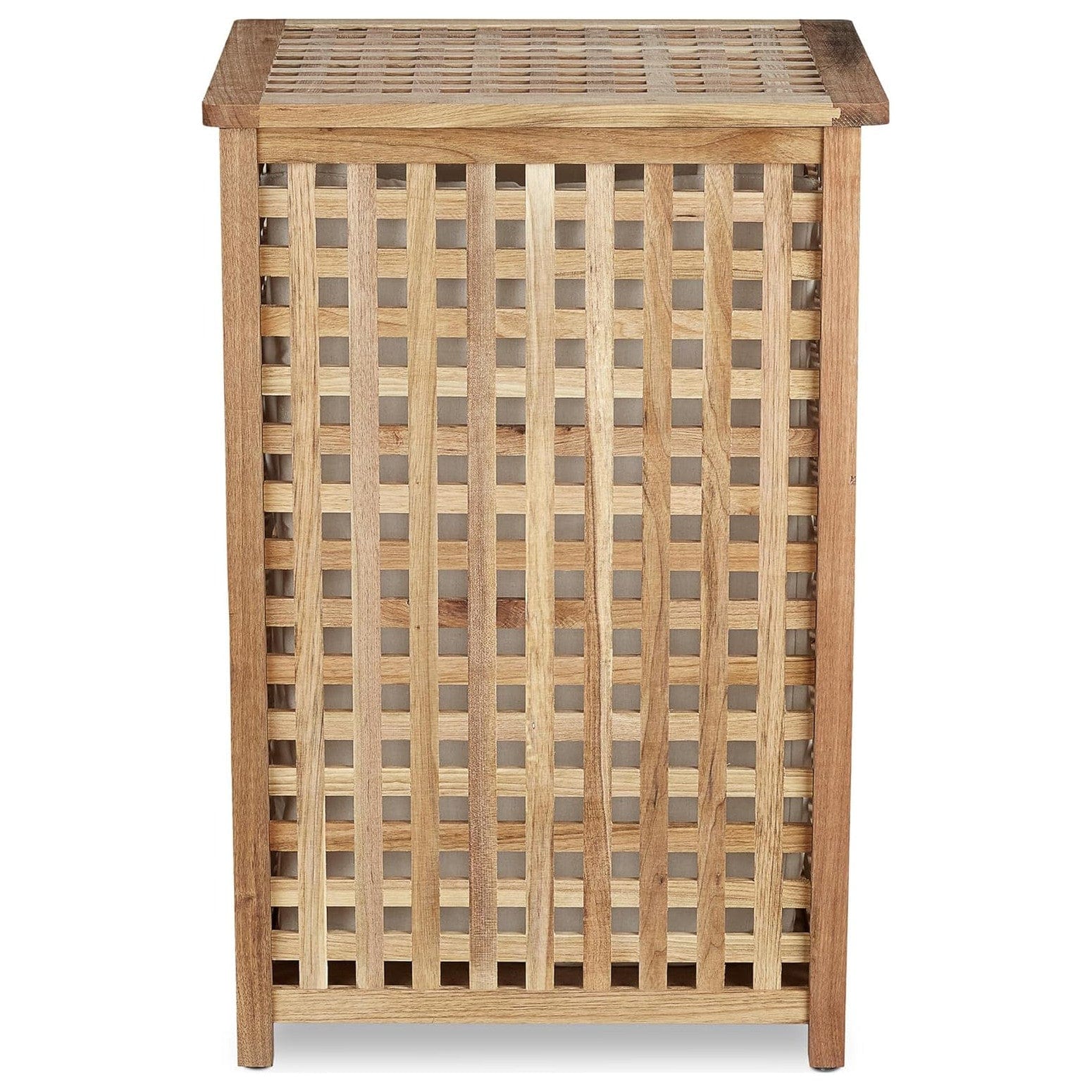 Relaxdays Wäschesammler Mit Deckel, 75 L Stoff-Wäschesack, Walnussholz, HBT: 67,5X45,7X45,7 Cm, Wäschesortierer, Natur Single