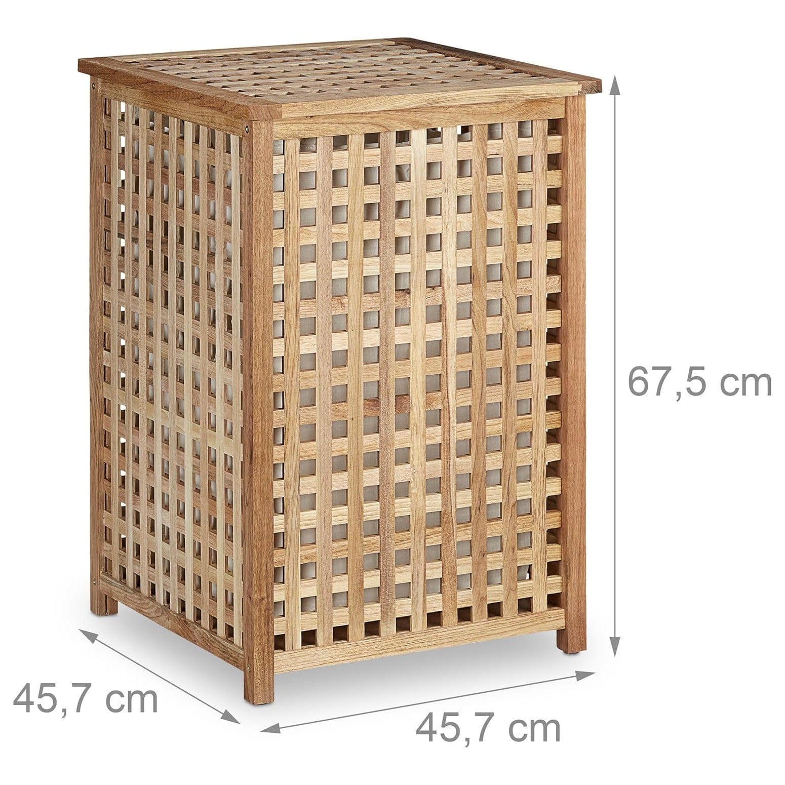 Relaxdays Wäschesammler Mit Deckel, 75 L Stoff-Wäschesack, Walnussholz, HBT: 67,5X45,7X45,7 Cm, Wäschesortierer, Natur Single