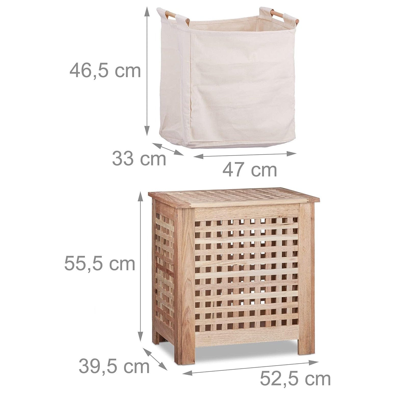 Relaxdays Wäschetruhe Walnuss Mit Deckel, Entnehmbarer Wäschesack Ca. 70 L Volumen, Geschlossener Wäschesammler Holz HBT Ca. 55,5 X 52,5 X 39,5 Cm, Natur