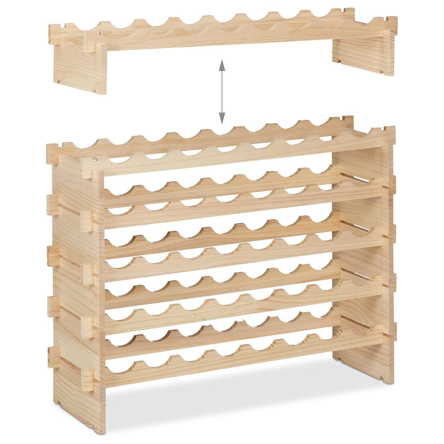 Relaxdays Weinregal, Für 48 Weinflaschen, Stapelbares Flaschenregal, Hxbxt 73 X 82 X 25 Cm, Erweiterbar, Holz, Natur