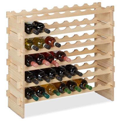 Relaxdays Weinregal, Für 48 Weinflaschen, Stapelbares Flaschenregal, Hxbxt 73 X 82 X 25 Cm, Erweiterbar, Holz, Natur