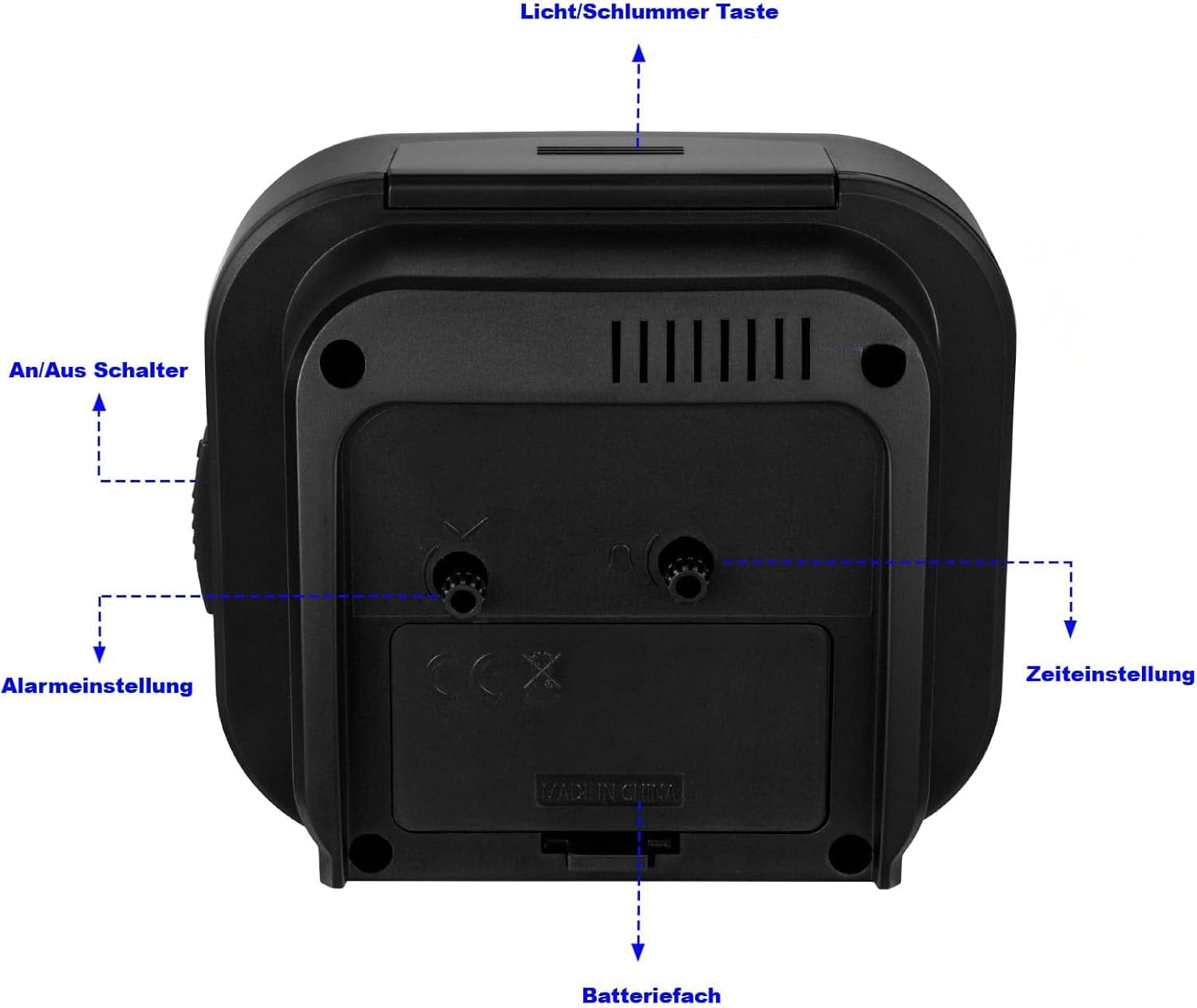 Seniorenwecker Extra Deutlich Analog Quarz Ohne Ticken Große Zahlen Extra Lautes Glockensignal, Lauter Wecker Für Schwerschläfer （Schwarz）