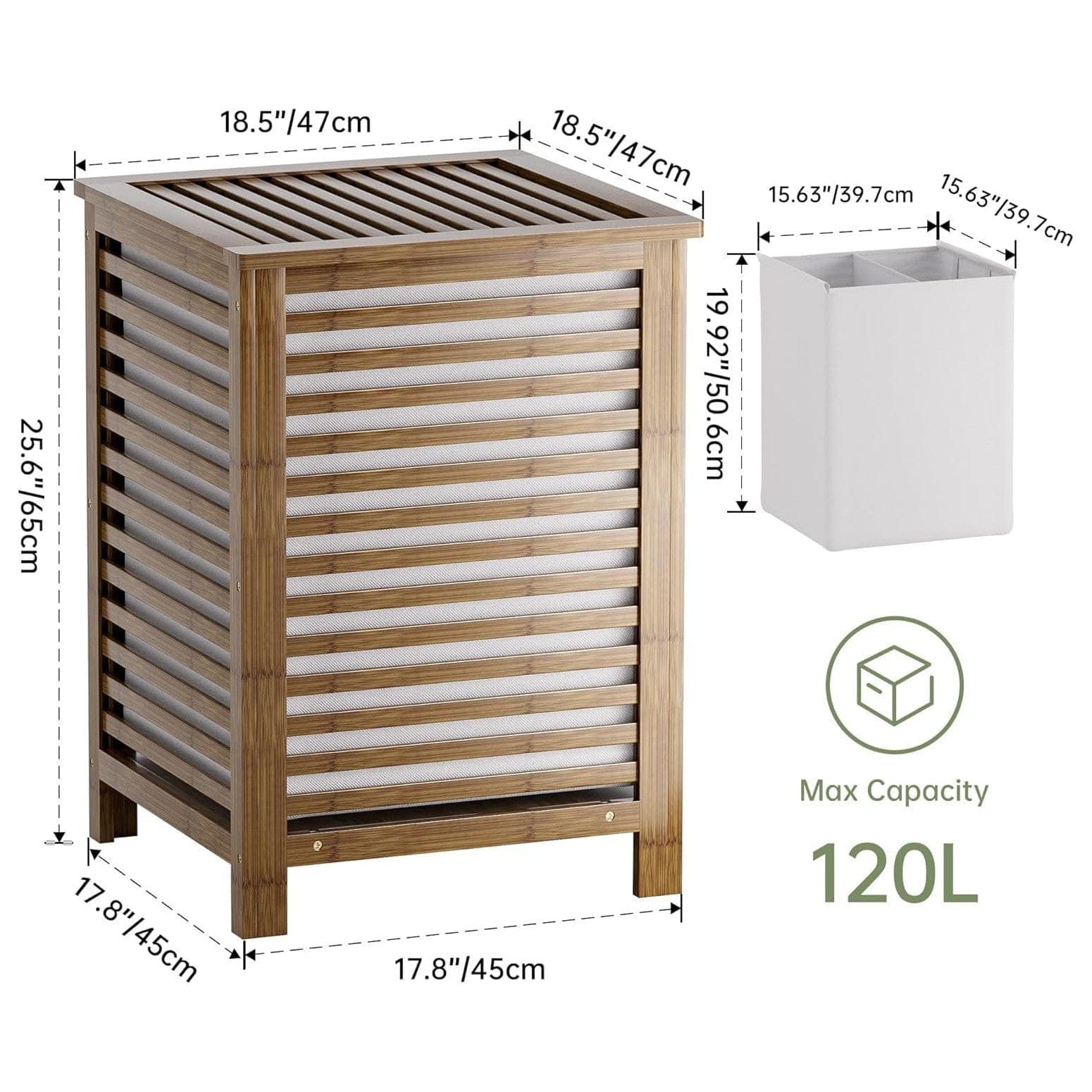 SMIBUY Großer Wäschekorb Aus Bambus Mit Deckel Zur Aufbewahrung Von Kleidung, Spielzeug Und Handtüchern (Nussbaum)