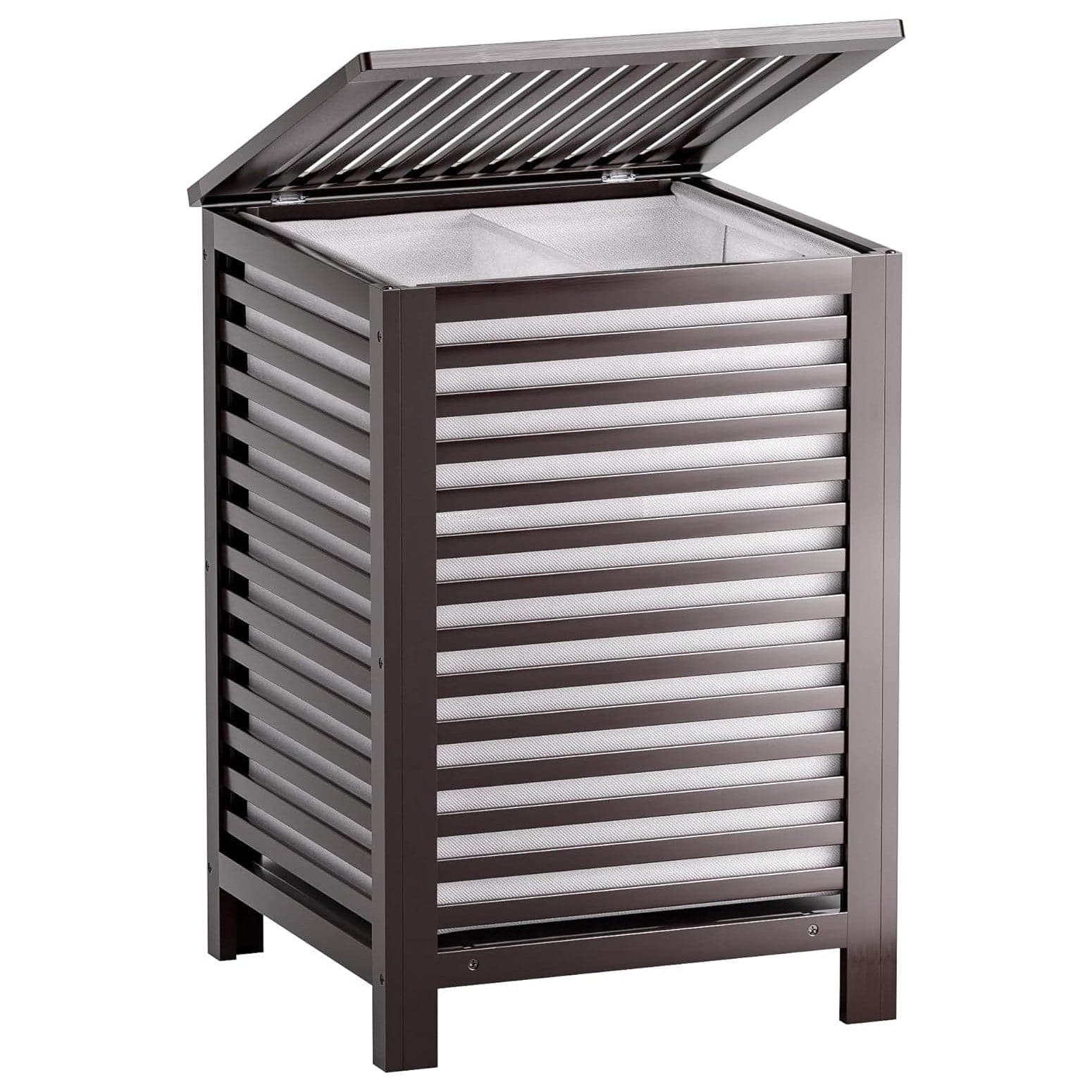 SMIBUY Großer Wäschekorb Aus Bambus Mit Deckel Zur Aufbewahrung Von Kleidung, Spielzeug Und Handtüchern (Nussbaum) Braun