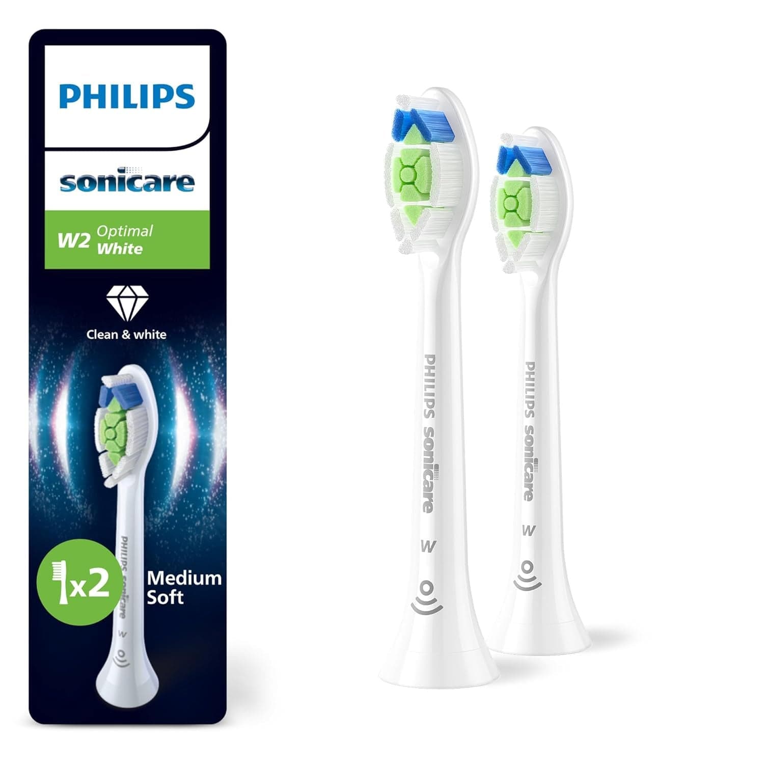 Sonicare Original W2 Optimal White Standard Bürstenköpfe Für Schallzahnbürsten – 8Er-Pack, in Weiß (Modell HX6068/12) Neu / 1 Stück (2Er Pack)