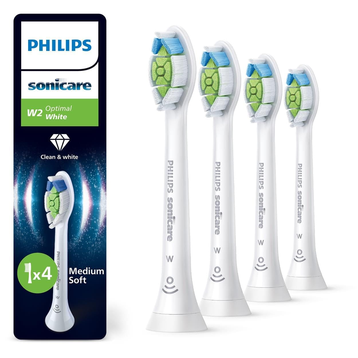 Sonicare Original W2 Optimal White Standard Bürstenköpfe Für Schallzahnbürsten – 8Er-Pack, in Weiß (Modell HX6068/12) Neu / 1 Stück (4Er Pack)