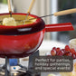 Spring Gusseisen Fondue Set Rot | Ø 20 Cm | Mit 8 Fonduegabeln Und Spritzschutz | Für Käsefondue, Fleischfondue | Rechaud Brenner