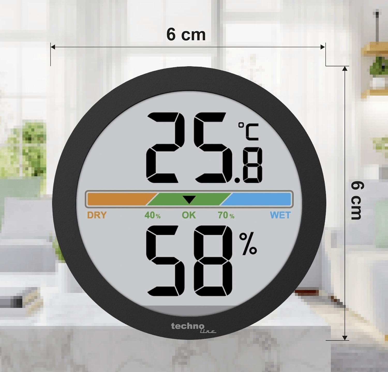 Techno Line WS 9418 Thermo-Hygrometer Digital | Temperatur- Und Luftfeuchtigkeitsmesser | Raumklima Monitor Mit Komfortanzeige | Min/Max Speicher | Tischgerät & Wandmontage