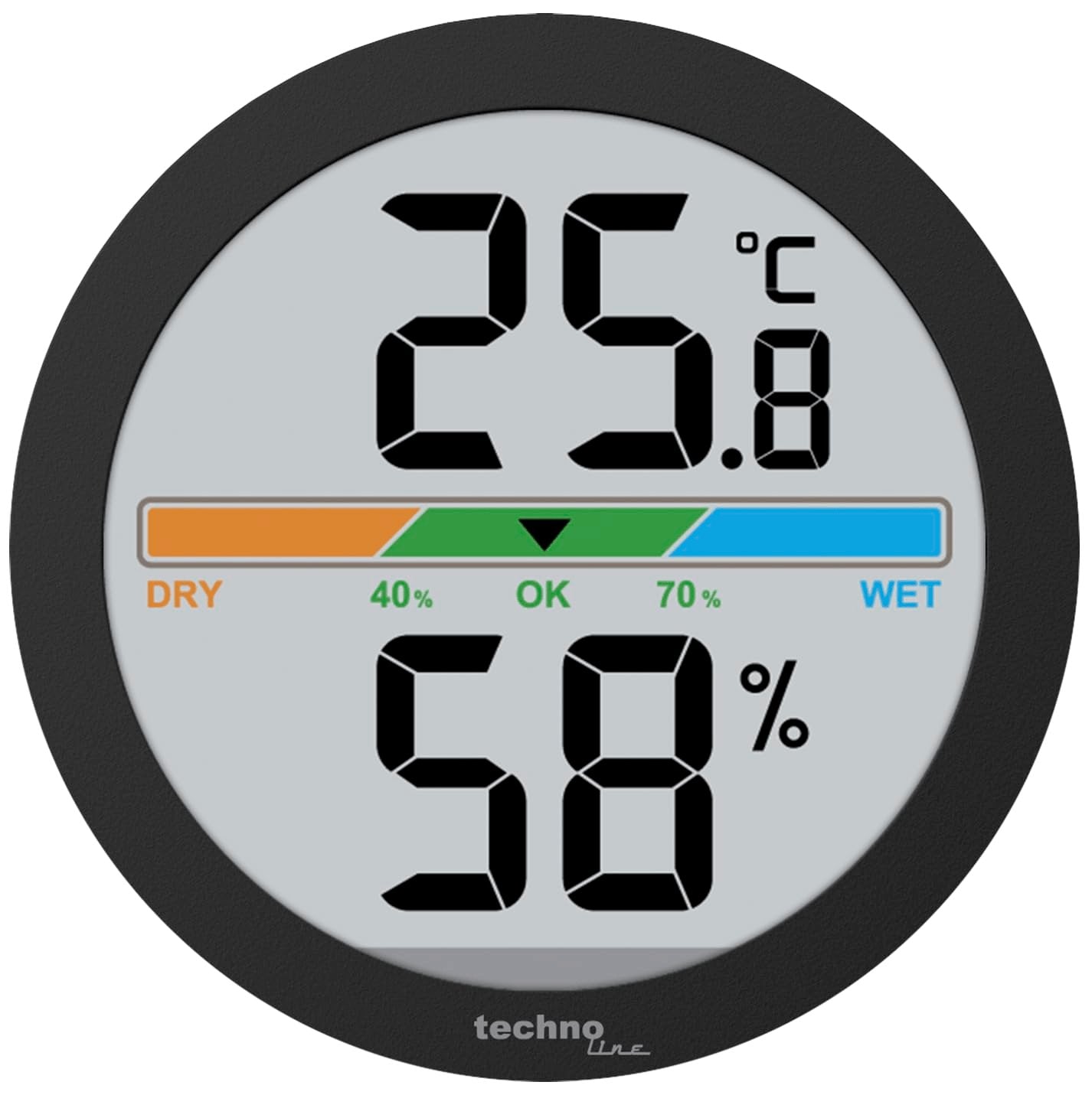 Techno Line WS 9418 Thermo-Hygrometer Digital | Temperatur- Und Luftfeuchtigkeitsmesser | Raumklima Monitor Mit Komfortanzeige | Min/Max Speicher | Tischgerät & Wandmontage