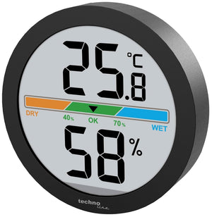 Techno Line WS 9418 Thermo-Hygrometer Digital | Temperatur- Und Luftfeuchtigkeitsmesser | Raumklima Monitor Mit Komfortanzeige | Min/Max Speicher | Tischgerät & Wandmontage