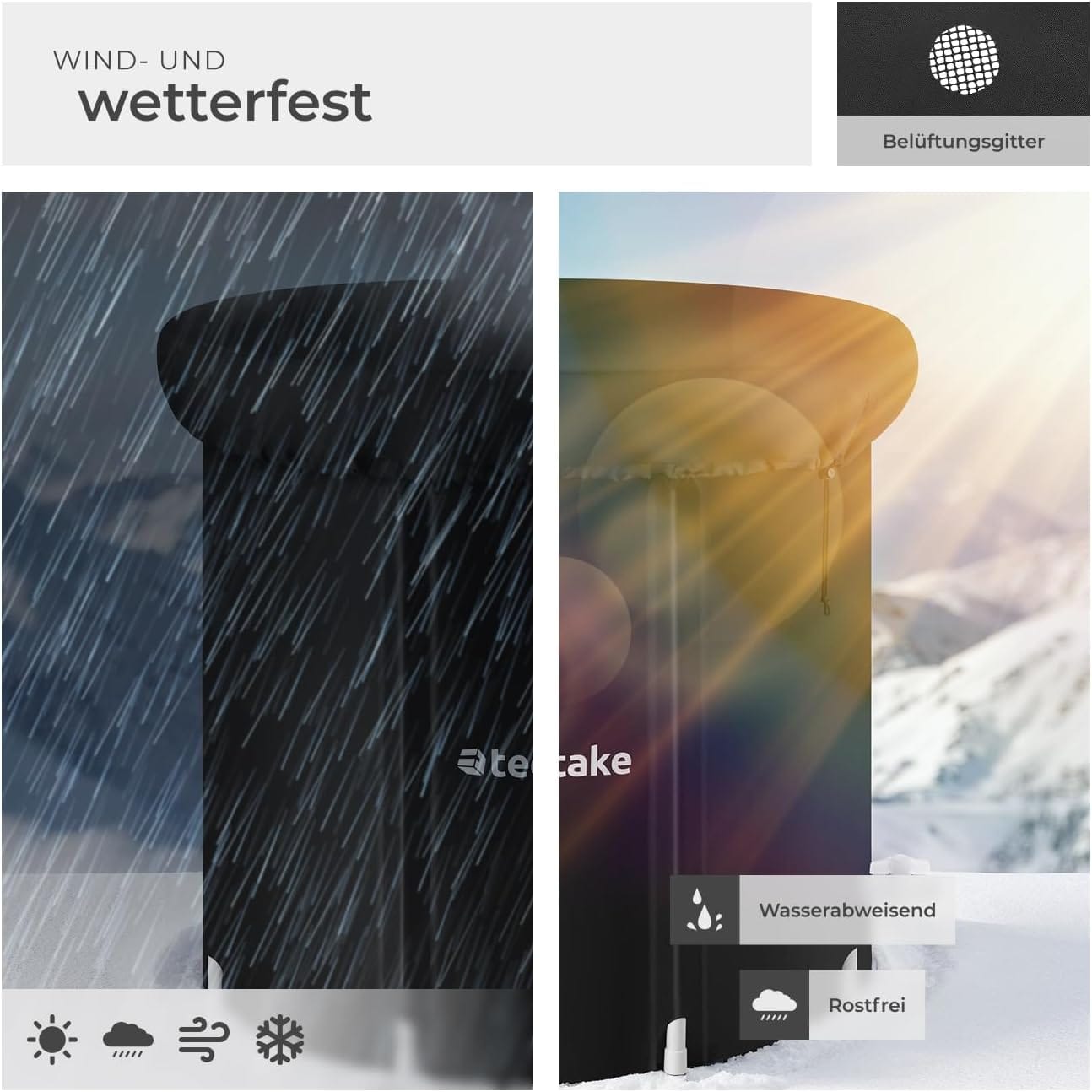 Tectake® Eisbadewanne Mit Abdeckung, Eisbaden Tonne, Badewanne Für Eisbad, Eistonne, Aufblasbare Badetonne Wassertonne, Faltbare Badewanne Erwachsene Für Kältetherapie & Sportler - Ø 75 X 75 Cm