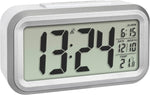 TFA Dostmann LUMIO plus Digitaler Funk-Wecker Mit Temperatur, 60.2553.02, Automatische Nachtbeleuchtung Einstellbar, Lcd-Display, Datum Inkl Funkuhr, Weiß/Silber Weiß/Silber