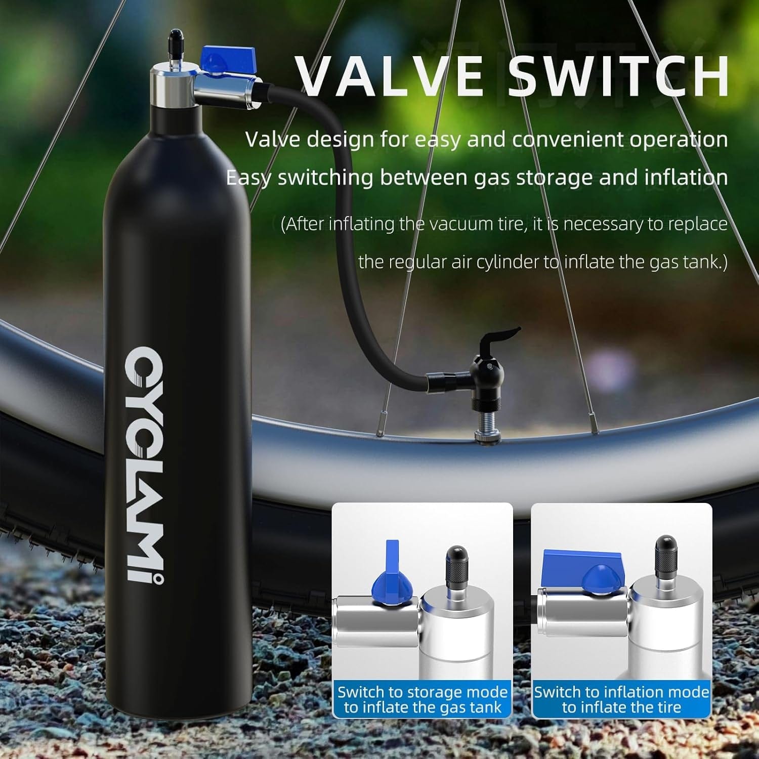 Tubeless Reifen Booster Inflator 1.3 Liter Für Rennräder Und Mountainbikes Mit AV/FV