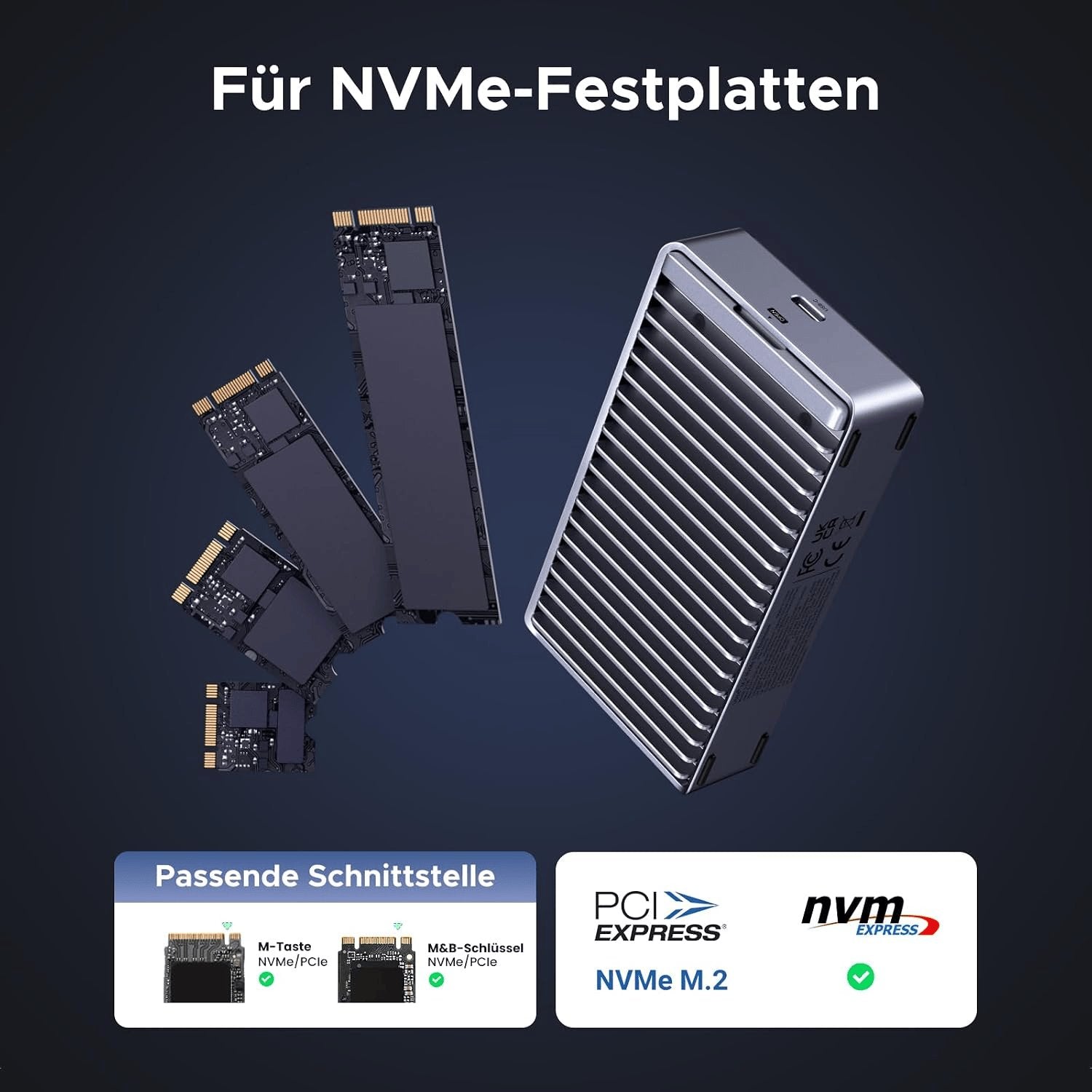 UGREEN 40Gbbps Nvme Gehäuse Kompatibel Mit Thunderbolt 4 Bis Zu 3848Mb/S